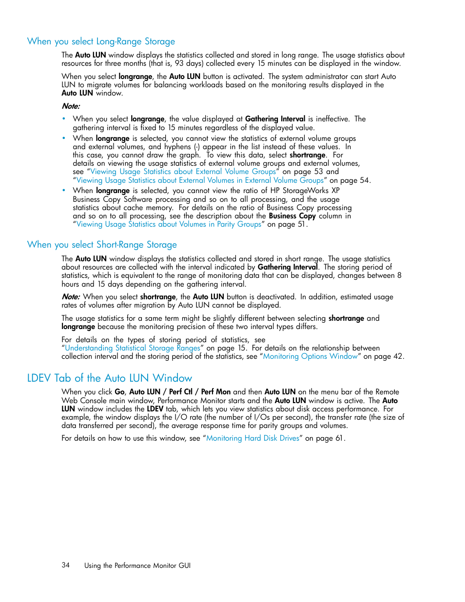 When you select long-range storage, When you select short-range storage, Ldev tab of the auto lun window | HP XP Array Manager Software User Manual | Page 34 / 129