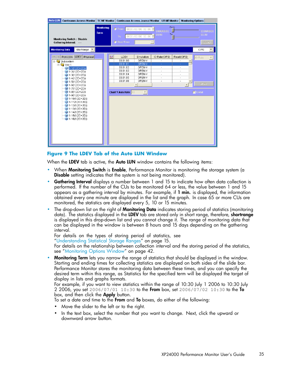 9 the ldev tab of the auto lun window | HP XP Array Manager Software User Manual | Page 35 / 129
