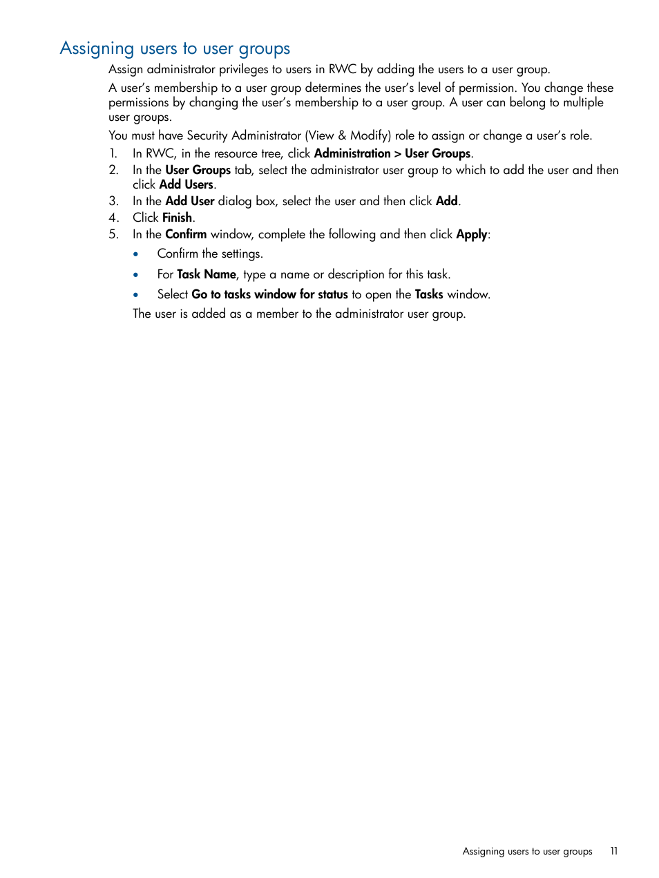 Assigning users to user groups | HP StorageWorks XP Data Integrity Check XP Software User Manual | Page 11 / 56