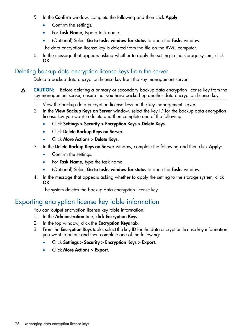 Exporting encryption license key table information | HP StorageWorks XP Data Integrity Check XP Software User Manual | Page 26 / 56