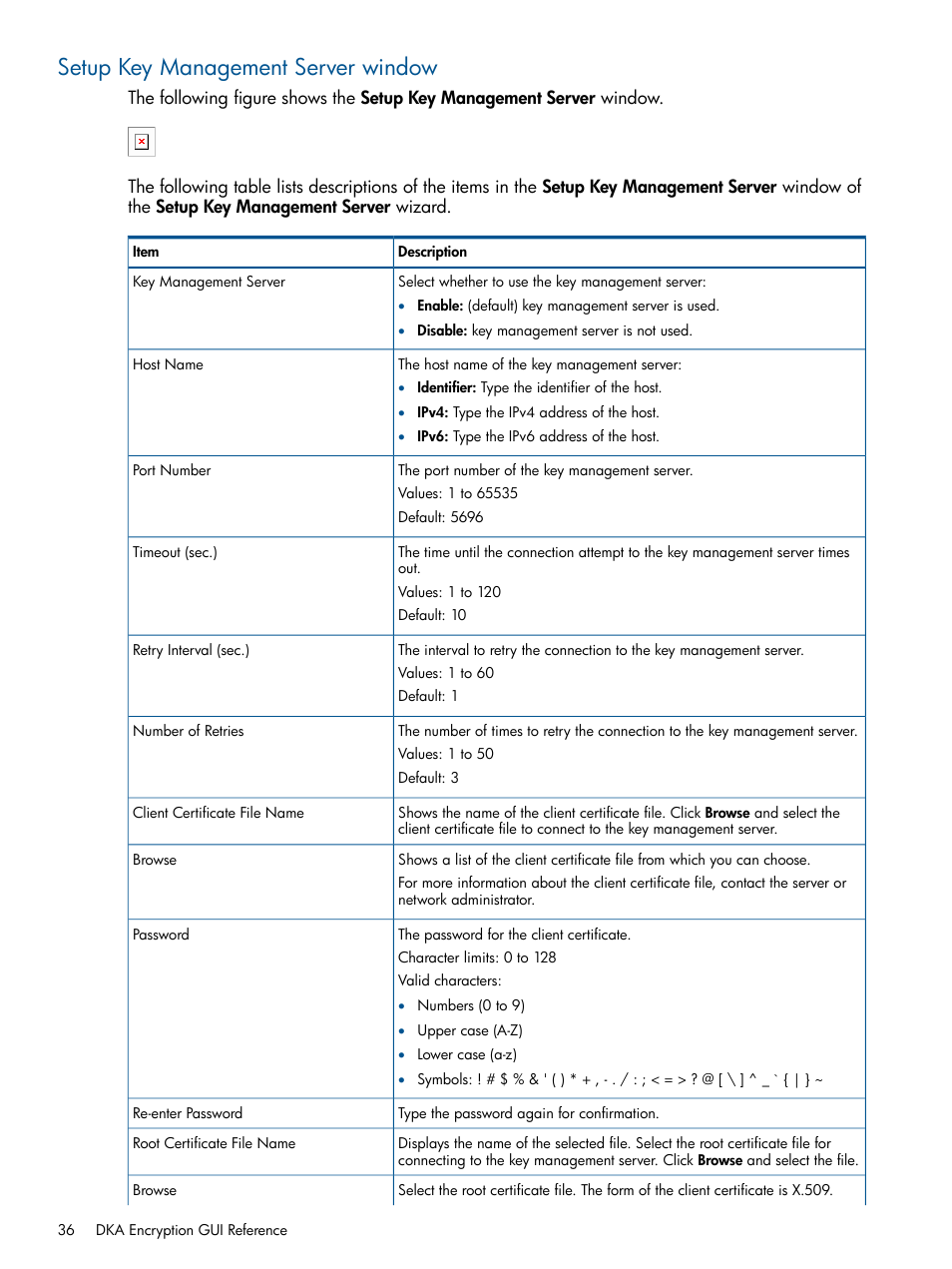 Setup key management server window | HP StorageWorks XP Data Integrity Check XP Software User Manual | Page 36 / 56