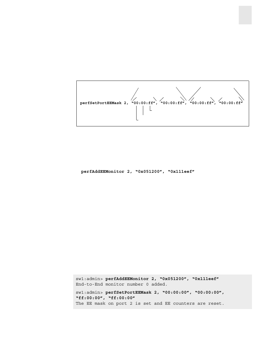 Figure 3-3 mask positions for end-to-end monitors | HP StorageWorks 8B FC Entry Switch User Manual | Page 25 / 44