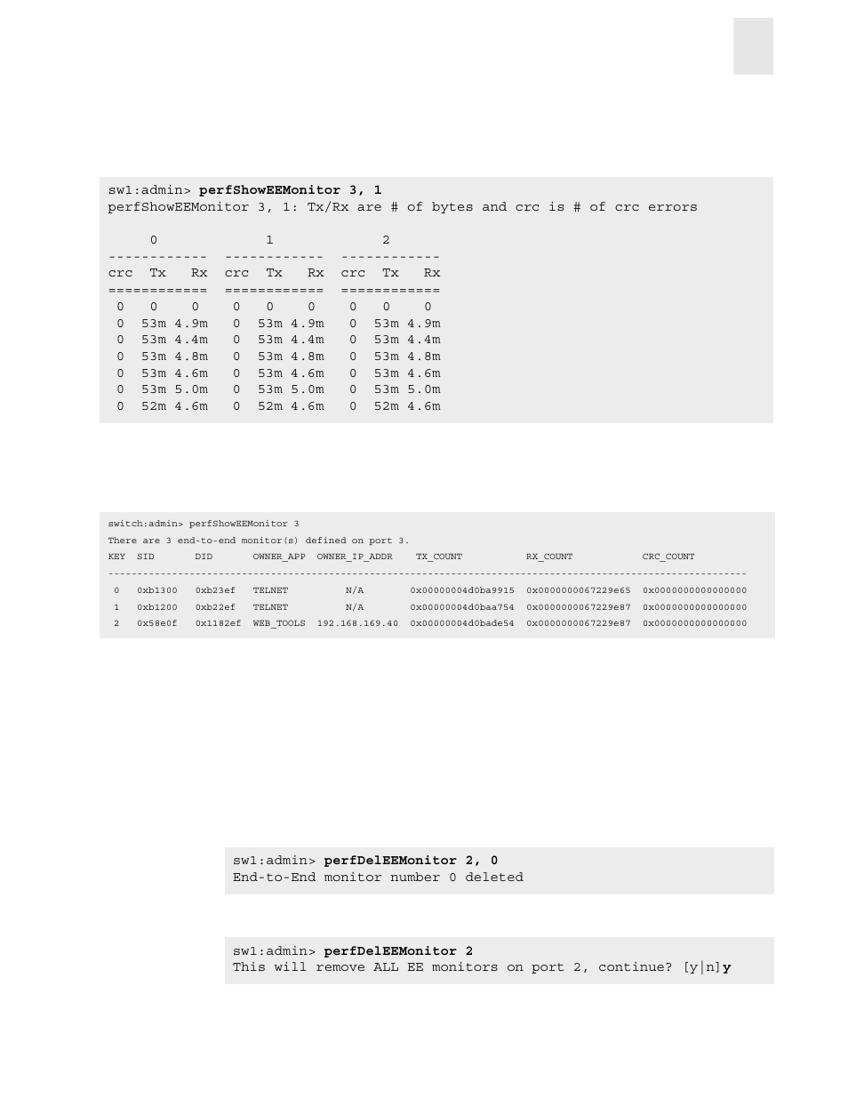 Deleting end-to-end monitors | HP StorageWorks 8B FC Entry Switch User Manual | Page 27 / 44
