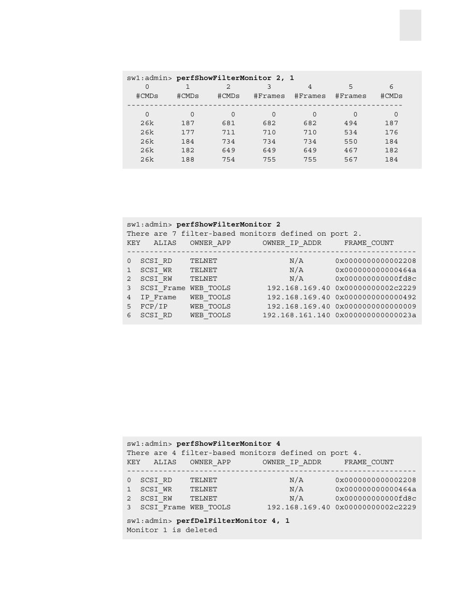 Deleting filter-based monitors | HP StorageWorks 8B FC Entry Switch User Manual | Page 31 / 44