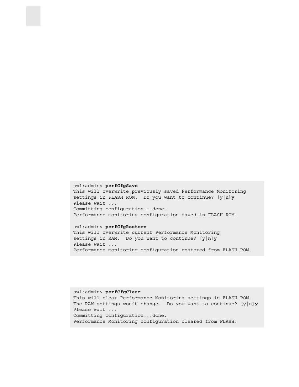 Clearing filter-based monitor counters, Saving and restoring monitor configuration, 3clearing filter-based monitor counters | HP StorageWorks 8B FC Entry Switch User Manual | Page 32 / 44