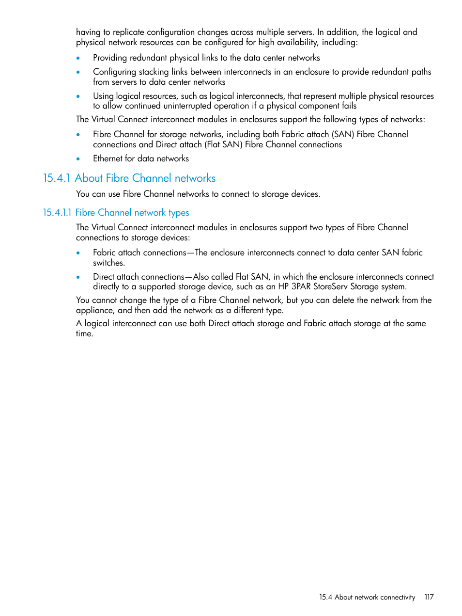 1 about fibre channel networks, 1 fibre channel network types | HP OneView User Manual | Page 117 / 297