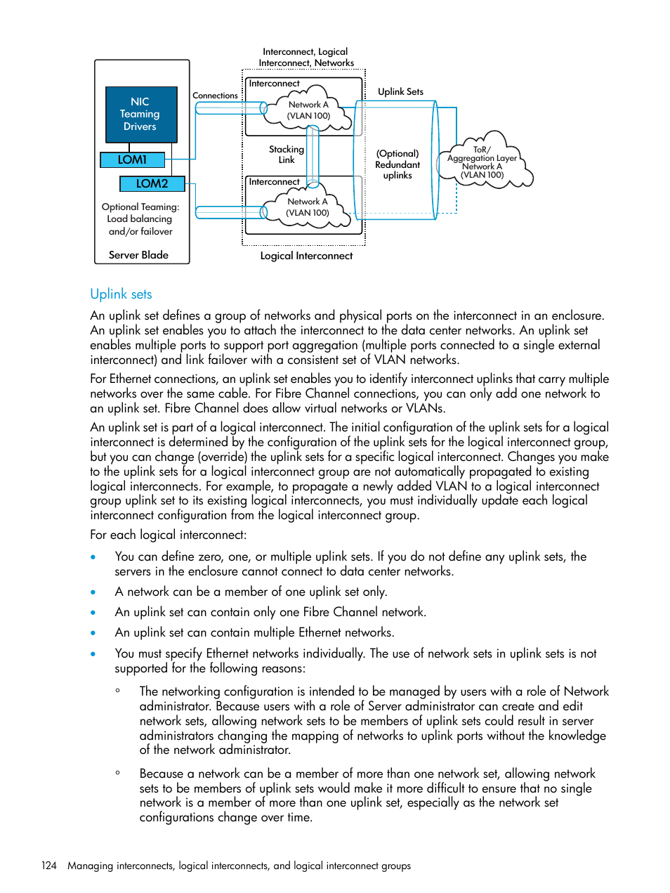 Uplink sets | HP OneView User Manual | Page 124 / 297