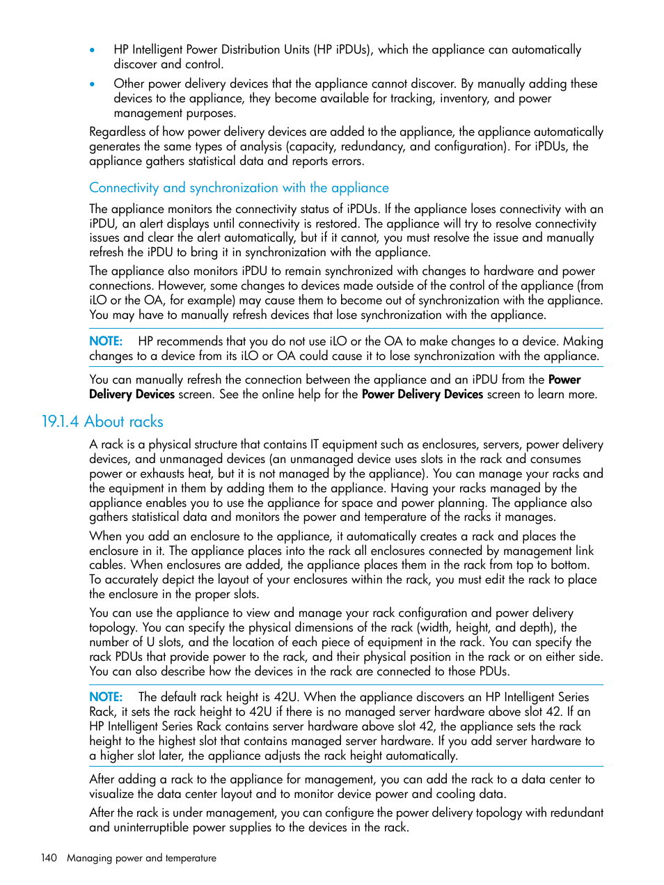 4 about racks | HP OneView User Manual | Page 140 / 297