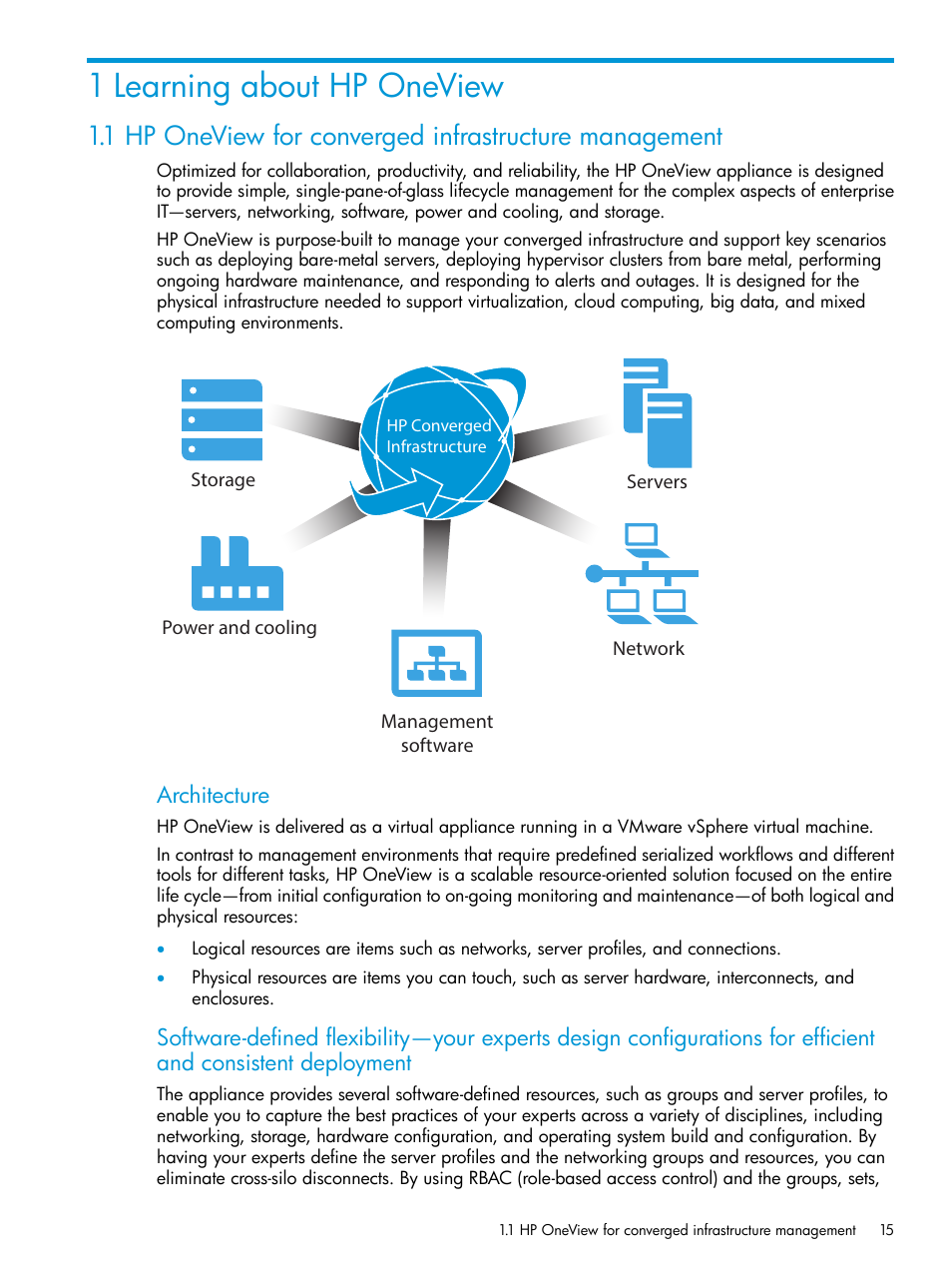 1 learning about hp oneview | HP OneView User Manual | Page 15 / 297