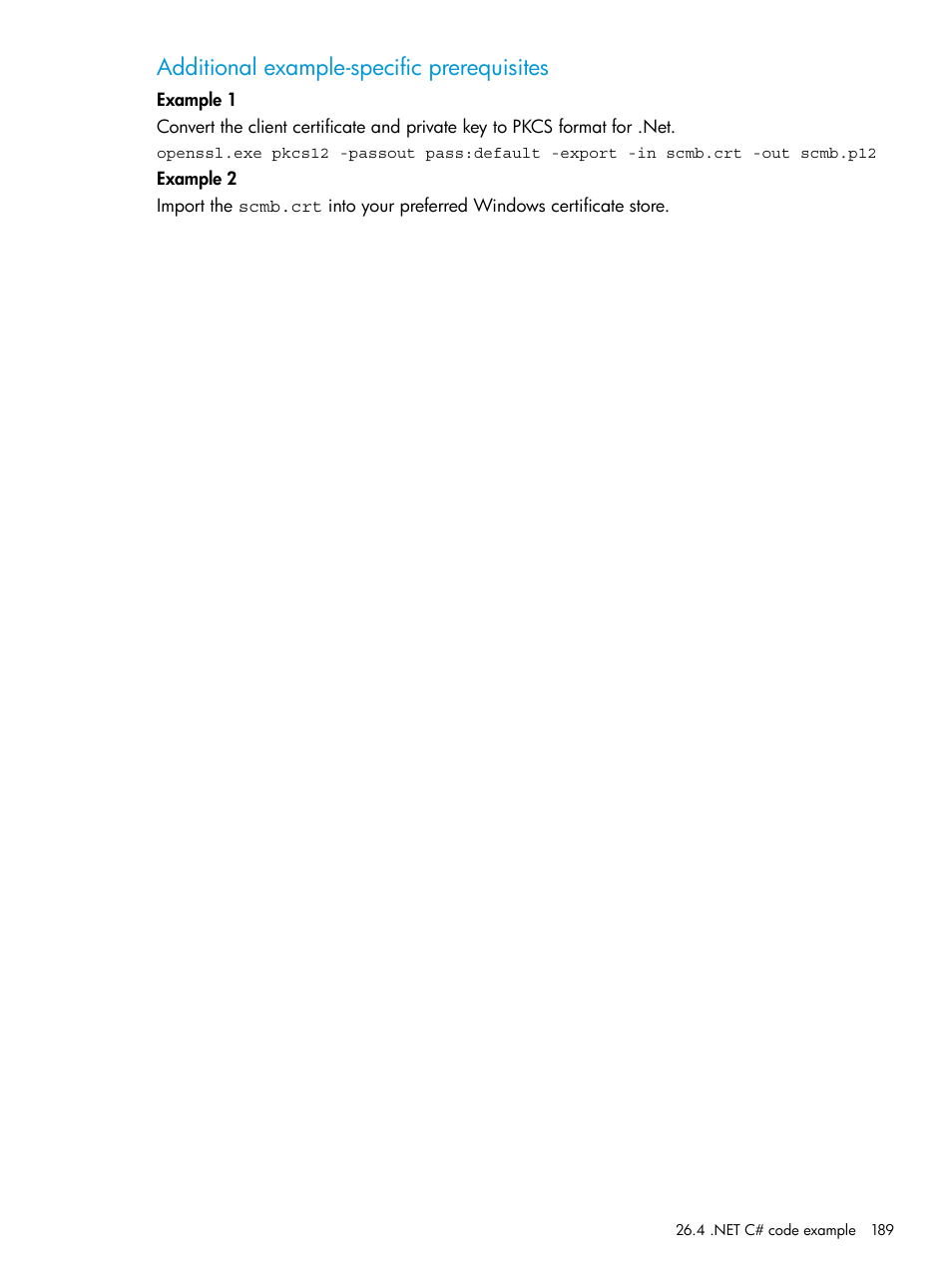 Additional example-specific prerequisites | HP OneView User Manual | Page 189 / 297