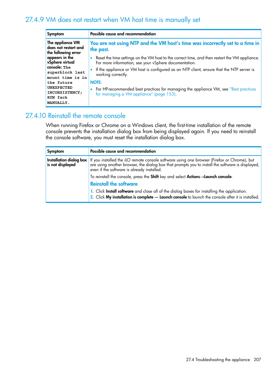 10 reinstall the remote console | HP OneView User Manual | Page 207 / 297