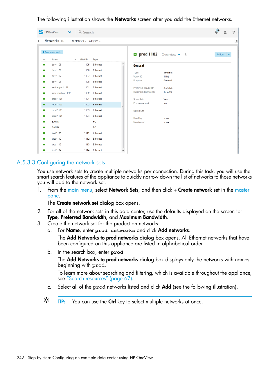 A.5.3.3 configuring the network sets | HP OneView User Manual | Page 242 / 297