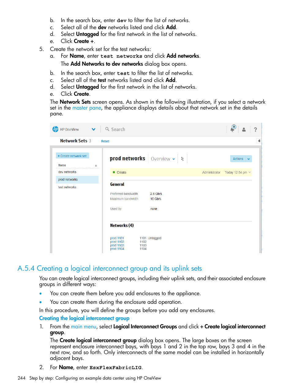 Creating a logical | HP OneView User Manual | Page 244 / 297