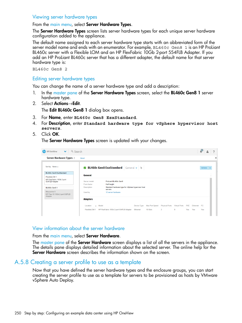 HP OneView User Manual | Page 250 / 297