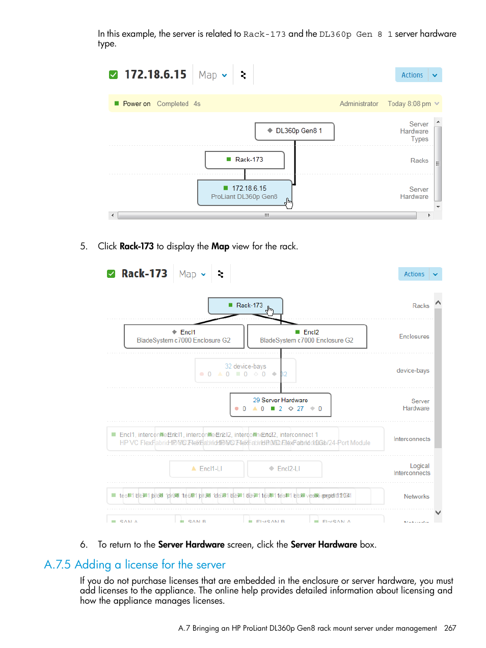 A.7.5 adding a license for the server | HP OneView User Manual | Page 267 / 297