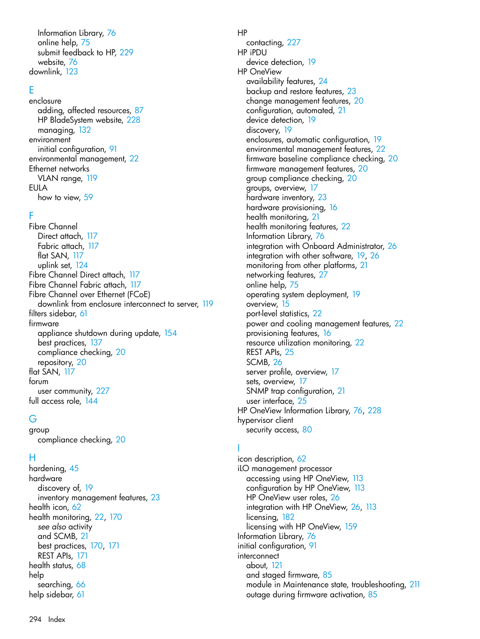 HP OneView User Manual | Page 294 / 297