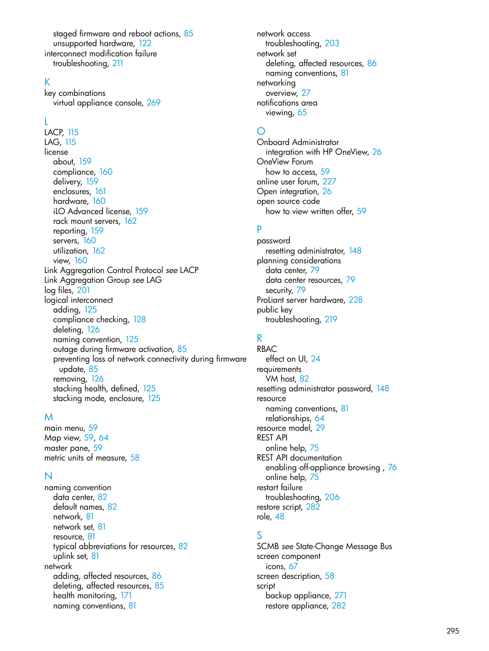 HP OneView User Manual | Page 295 / 297