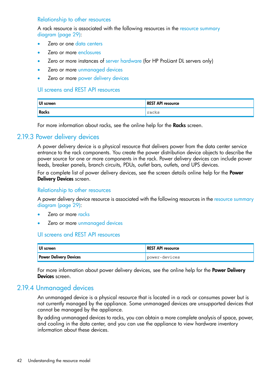 3 power delivery devices, 4 unmanaged devices, Power delivery devices | HP OneView User Manual | Page 42 / 297