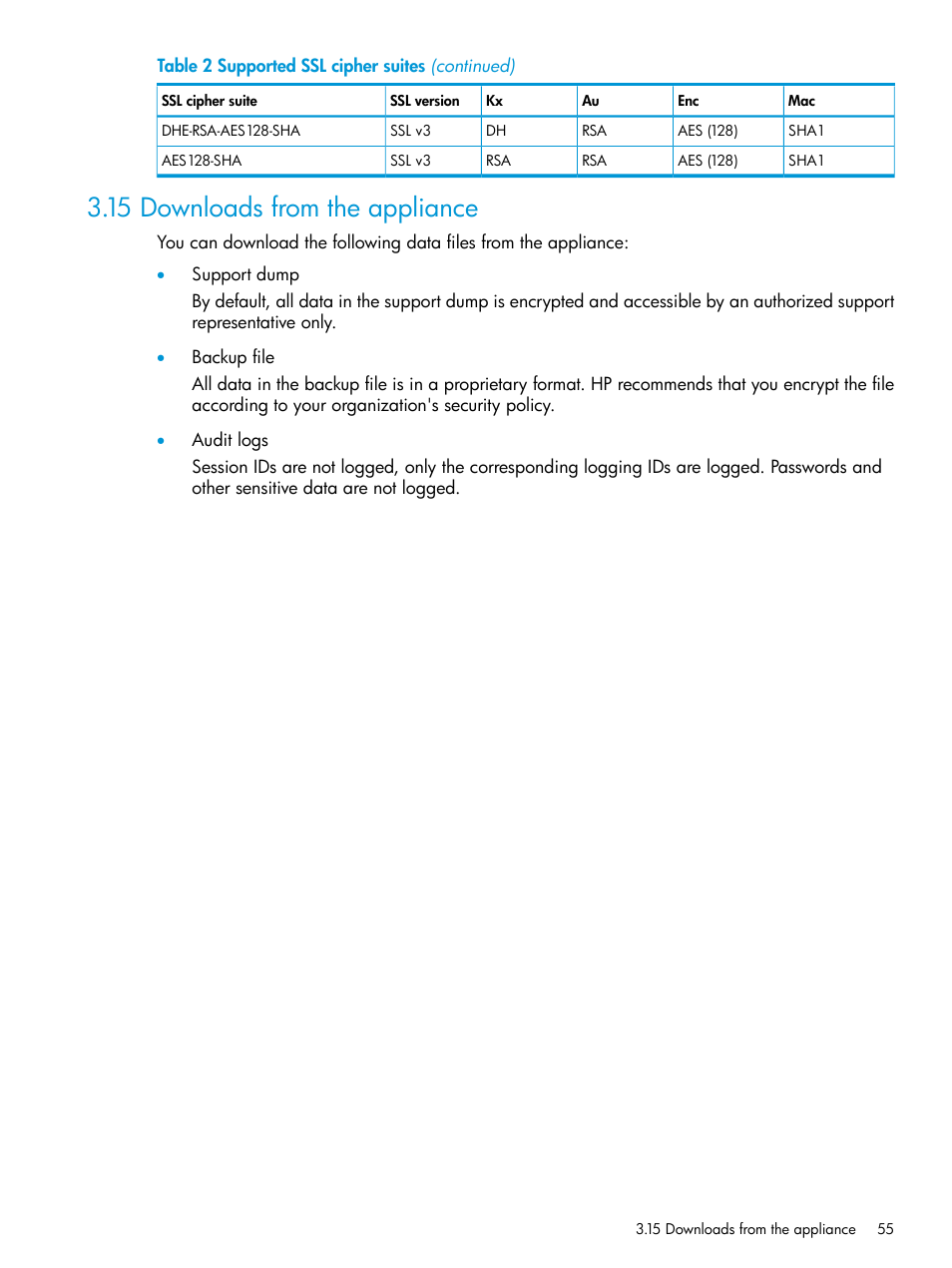 15 downloads from the appliance | HP OneView User Manual | Page 55 / 297