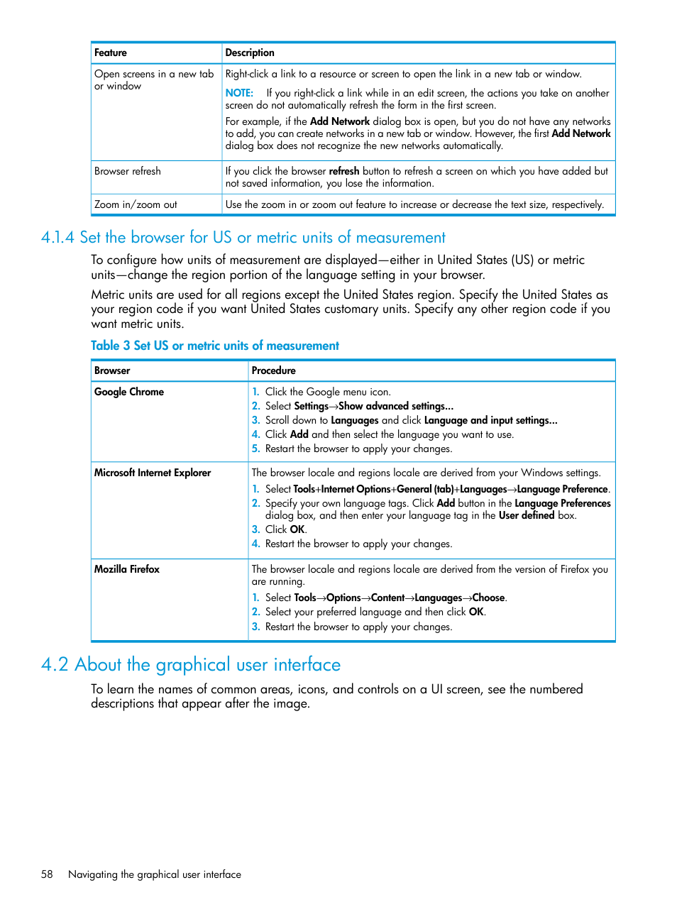2 about the graphical user interface | HP OneView User Manual | Page 58 / 297