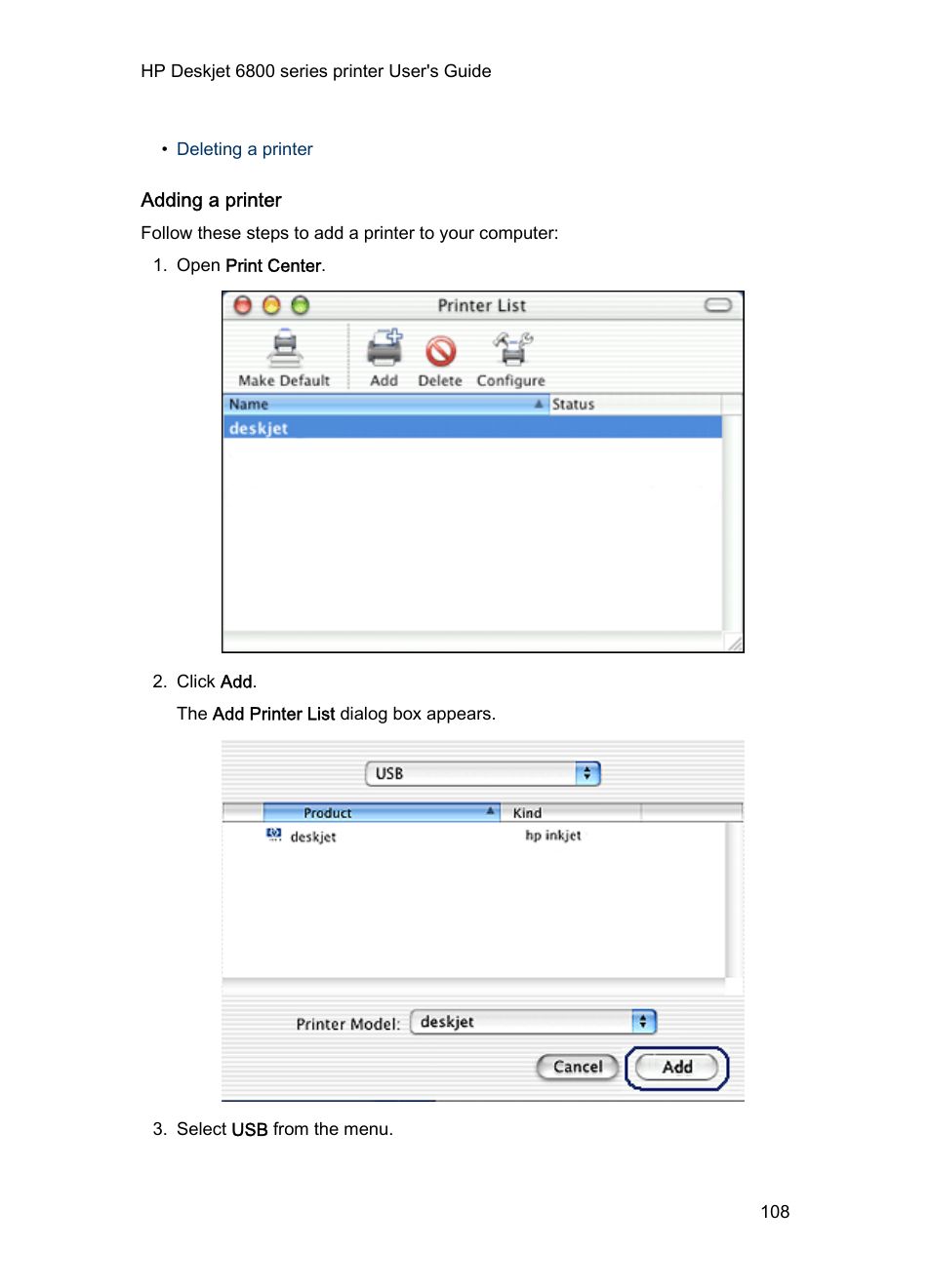 Adding a printer | HP Deskjet 6840 Color Inkjet Printer User Manual | Page 108 / 176