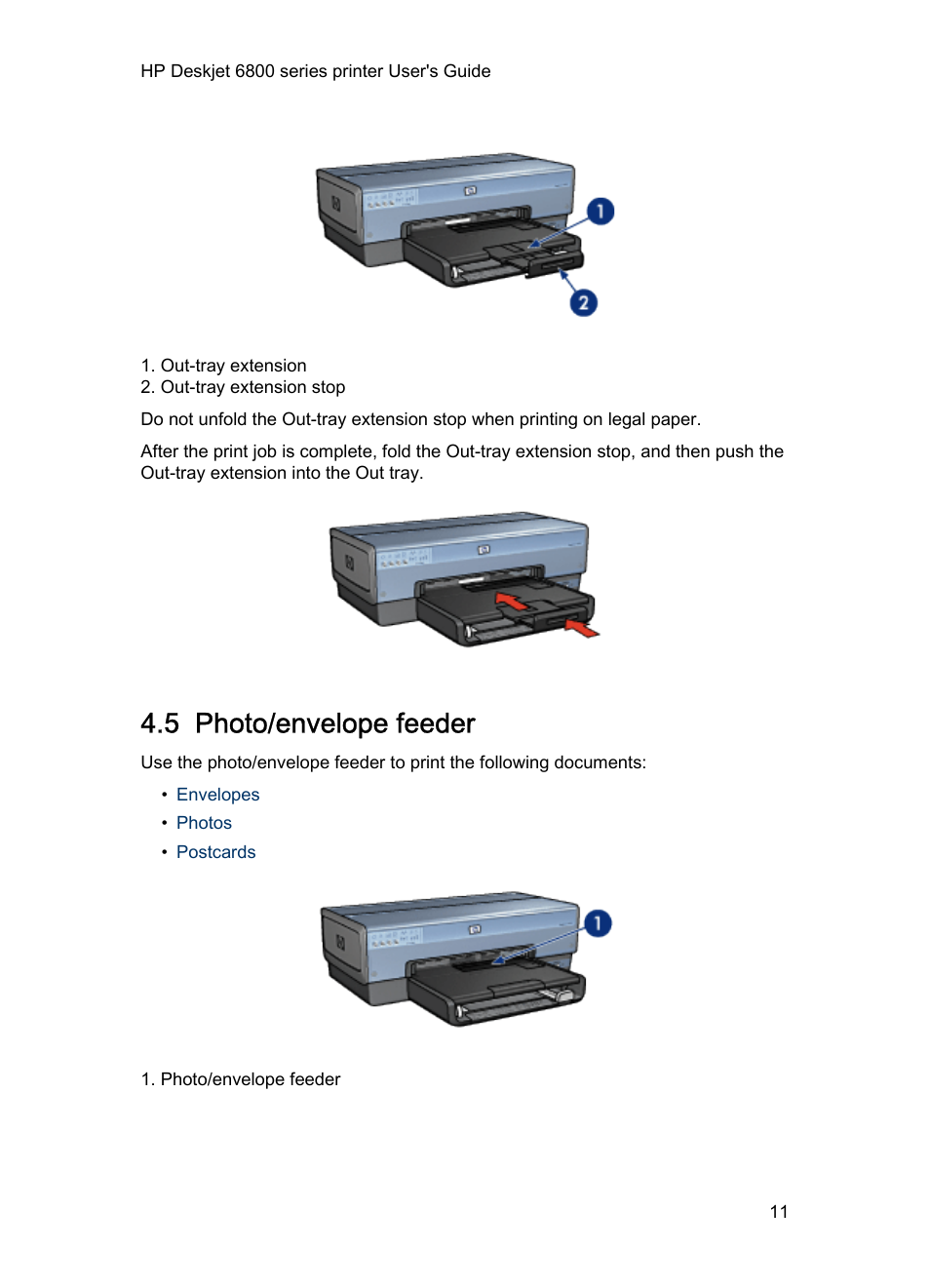 5 photo/envelope feeder, Photo/envelope feeder | HP Deskjet 6840 Color Inkjet Printer User Manual | Page 11 / 176