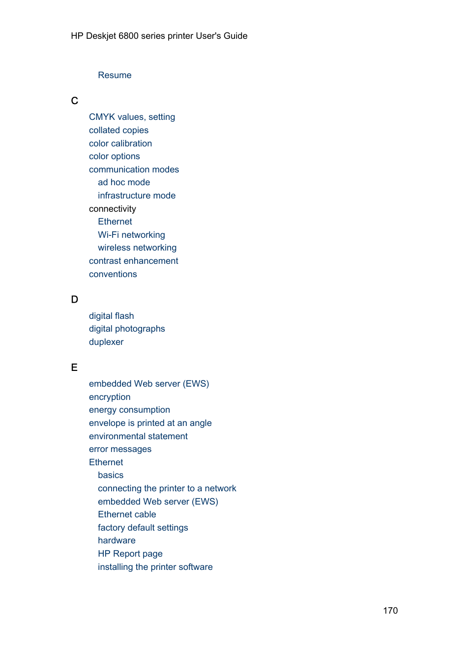 HP Deskjet 6840 Color Inkjet Printer User Manual | Page 170 / 176