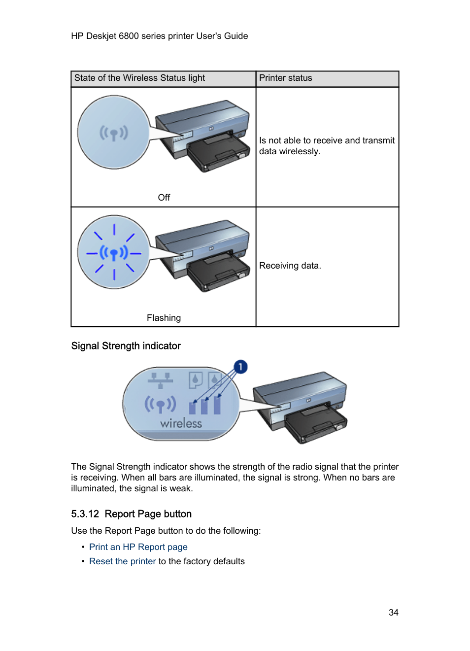 Signal strength indicator | HP Deskjet 6840 Color Inkjet Printer User Manual | Page 34 / 176