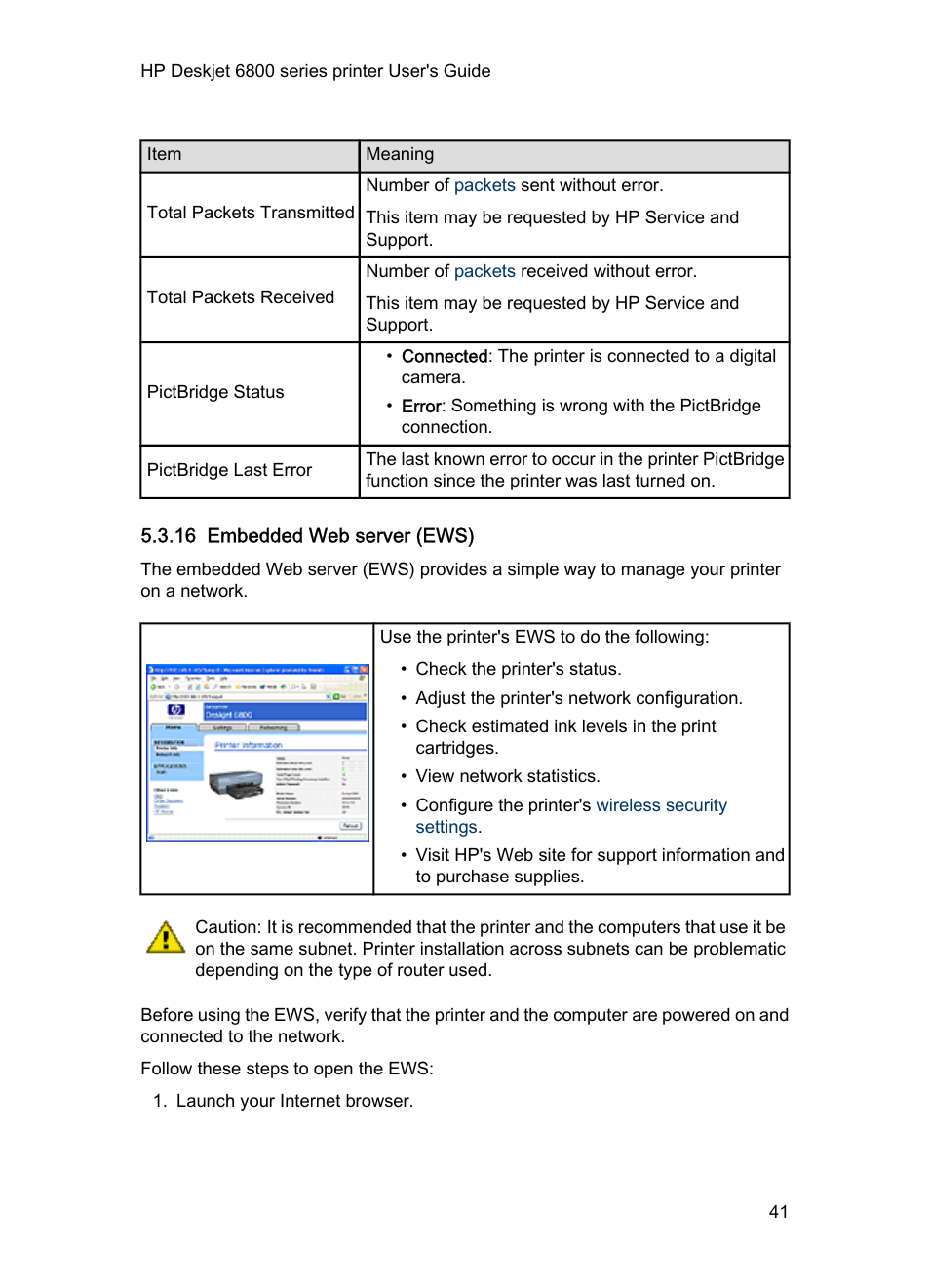 16 embedded web server (ews), Embedded web server (ews), Embedded web server | HP Deskjet 6840 Color Inkjet Printer User Manual | Page 41 / 176