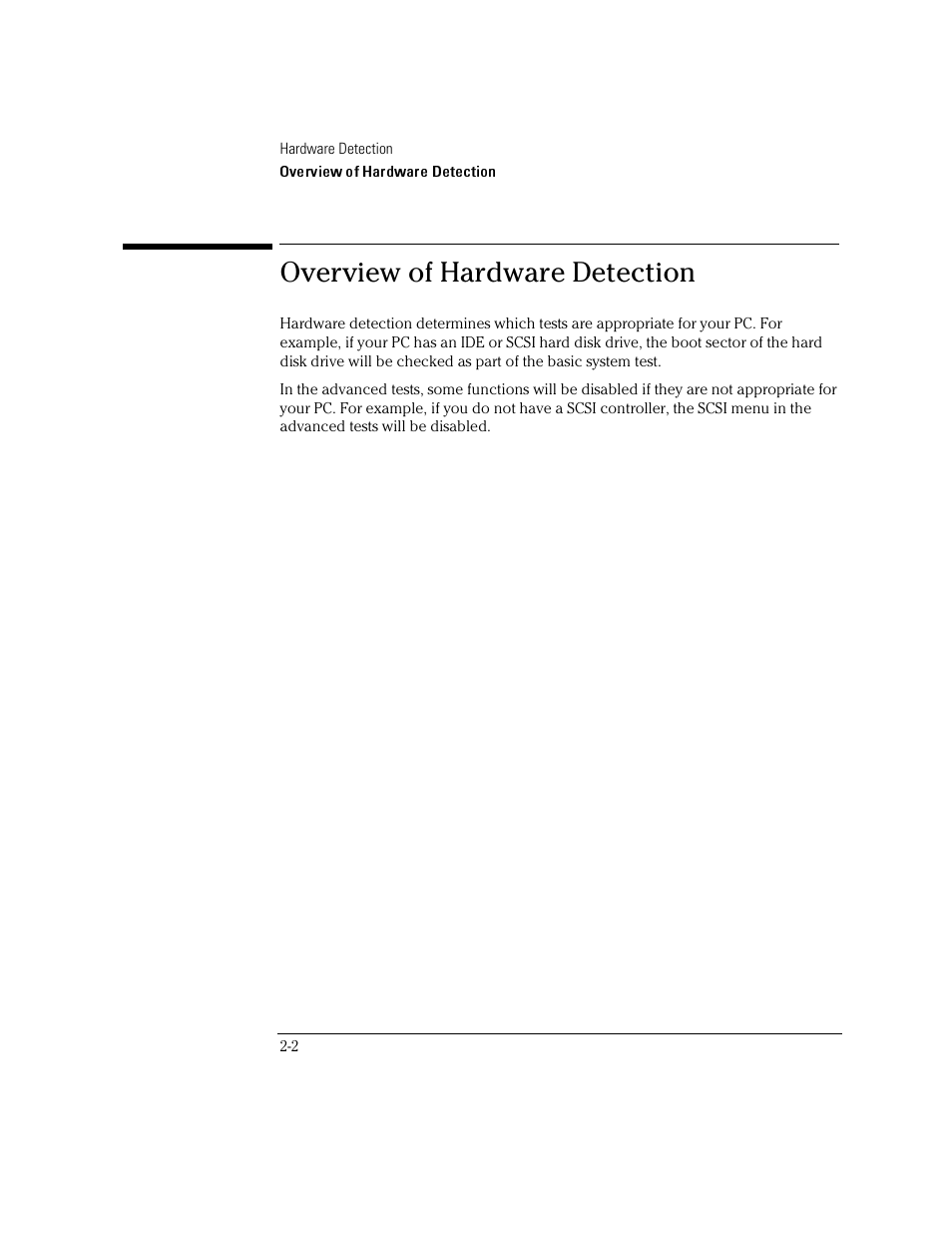 Overview of hardware detection | HP OmniBook 4100 Notebook PC User Manual | Page 16 / 44