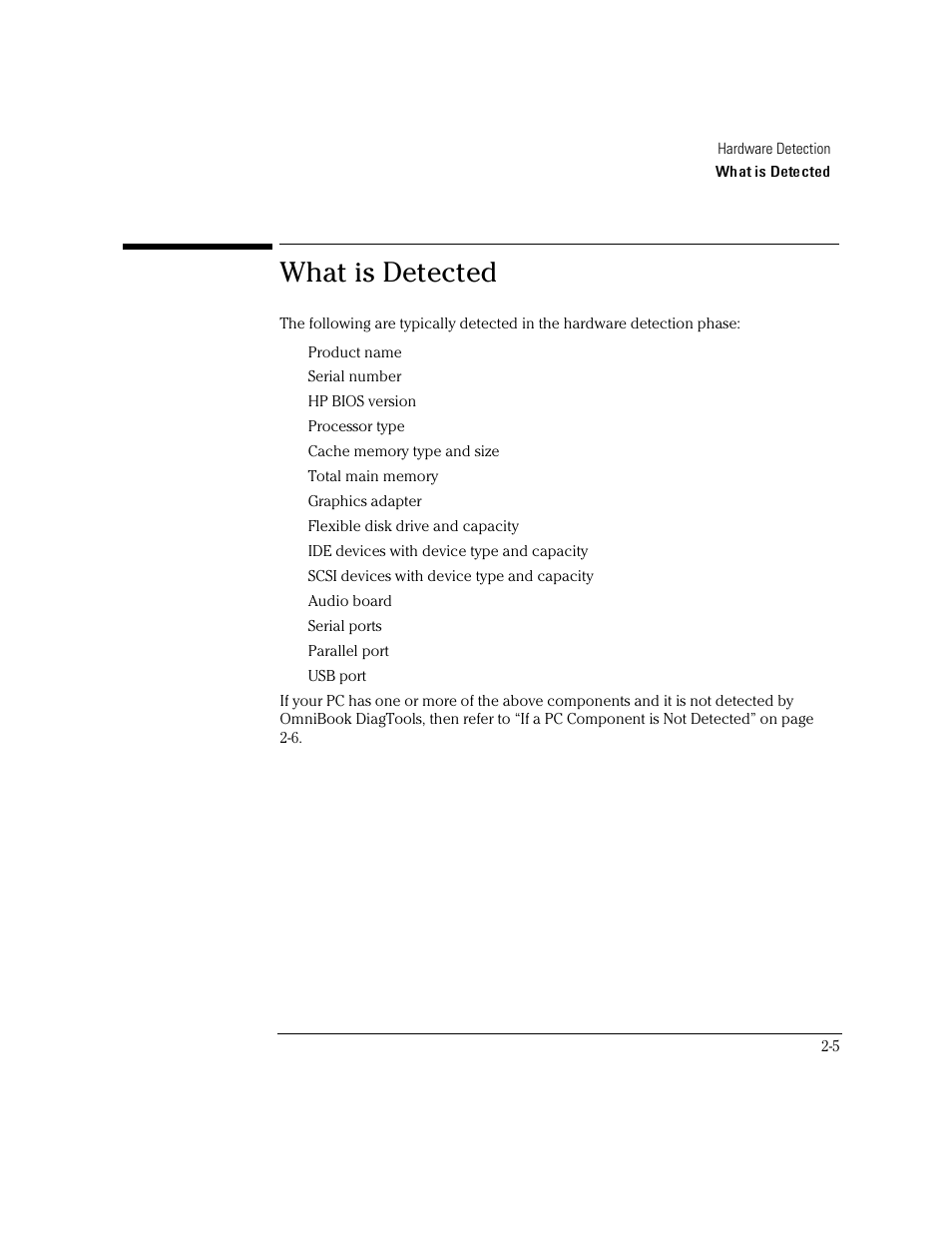 What is detected | HP OmniBook 4100 Notebook PC User Manual | Page 19 / 44