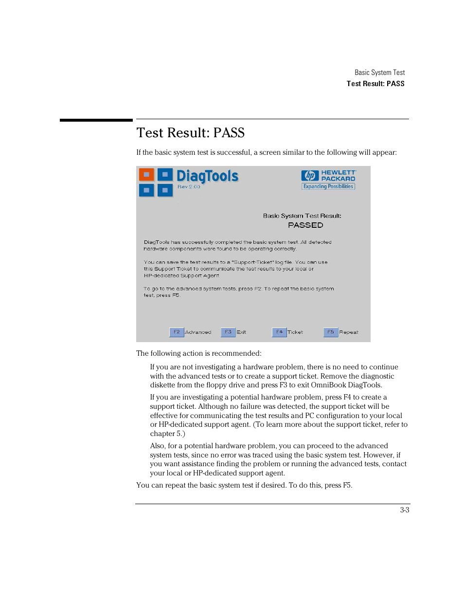 Test result: pass | HP OmniBook 4100 Notebook PC User Manual | Page 23 / 44