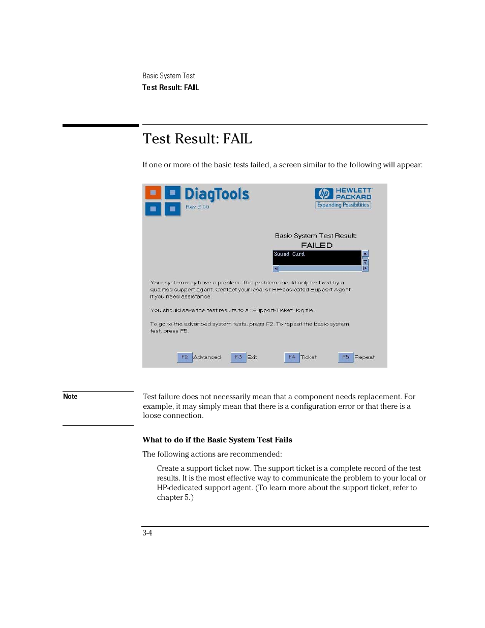 Test result: fail | HP OmniBook 4100 Notebook PC User Manual | Page 24 / 44