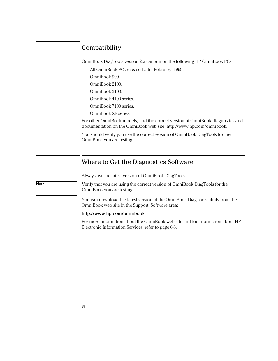 Compatibility, Where to get the diagnostics software | HP OmniBook 4100 Notebook PC User Manual | Page 6 / 44