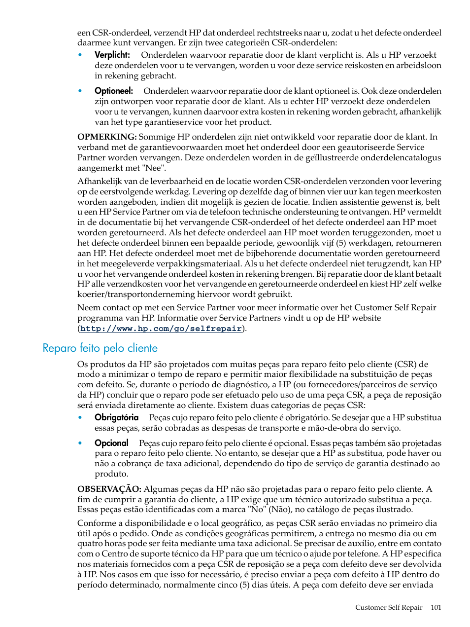 Reparo feito pelo cliente | HP ProLiant DL785 G6 Server User Manual | Page 101 / 110