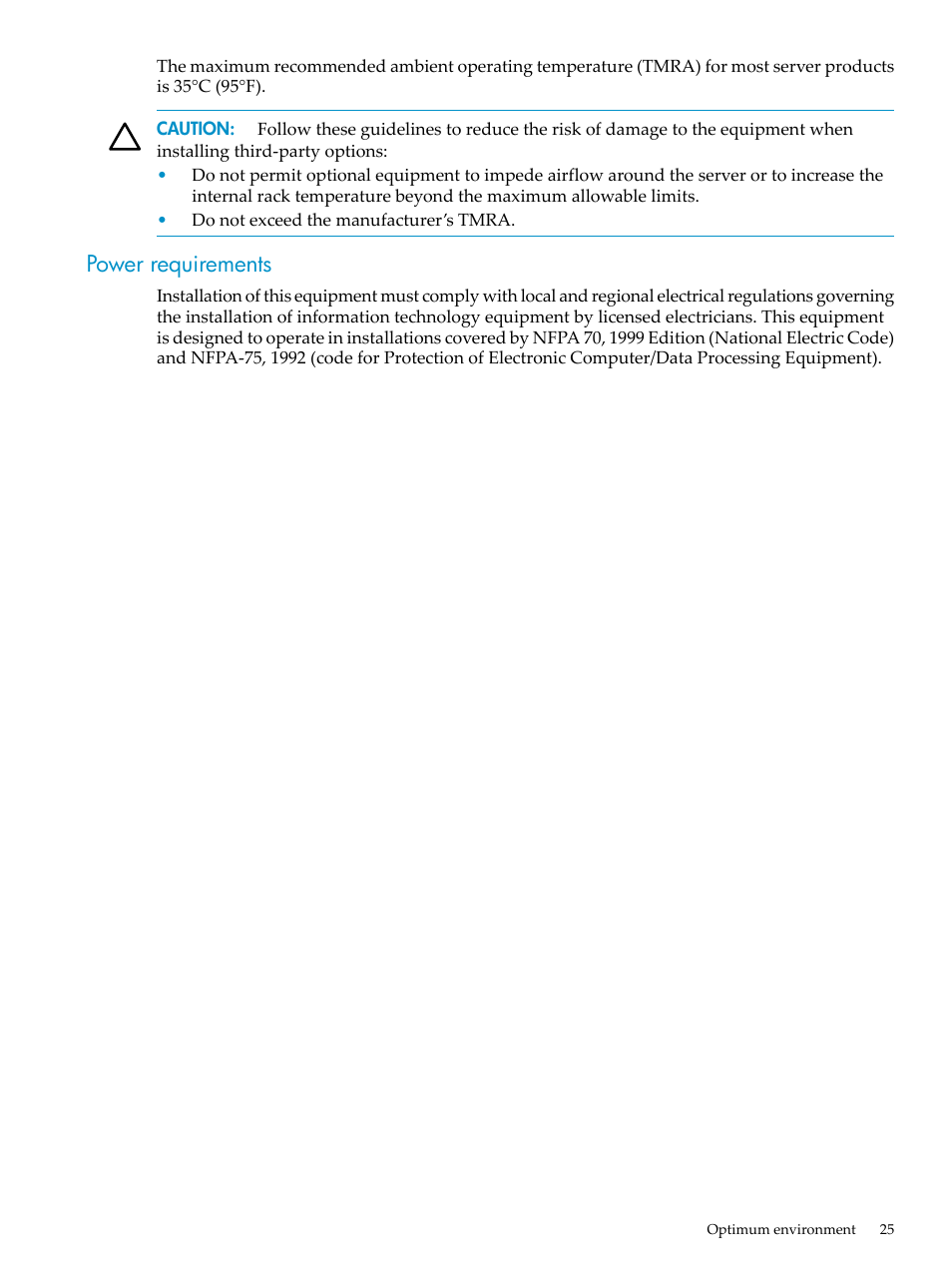 Power requirements | HP ProLiant DL785 G6 Server User Manual | Page 25 / 110