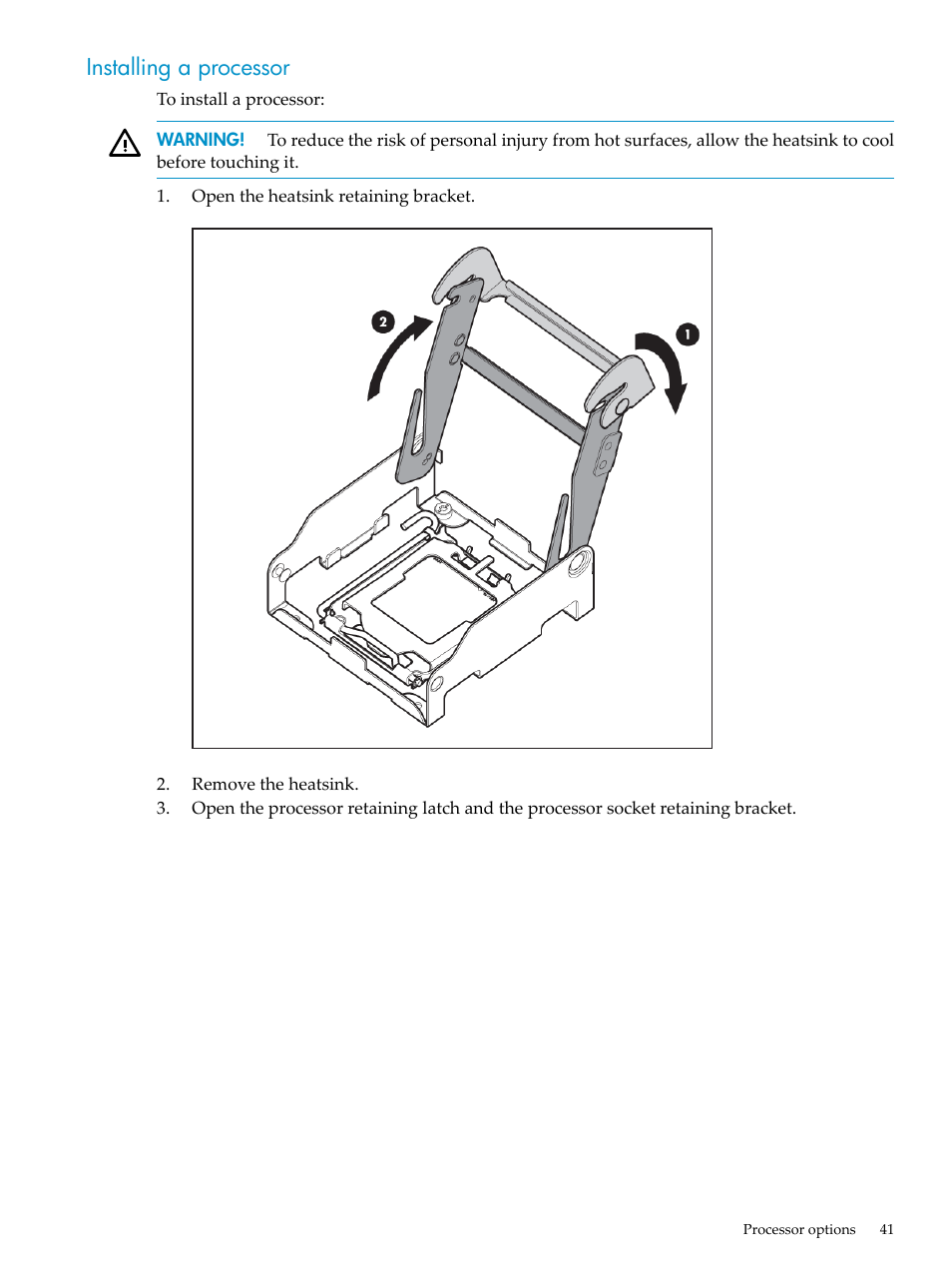 Installing a processor | HP ProLiant DL785 G6 Server User Manual | Page 41 / 110