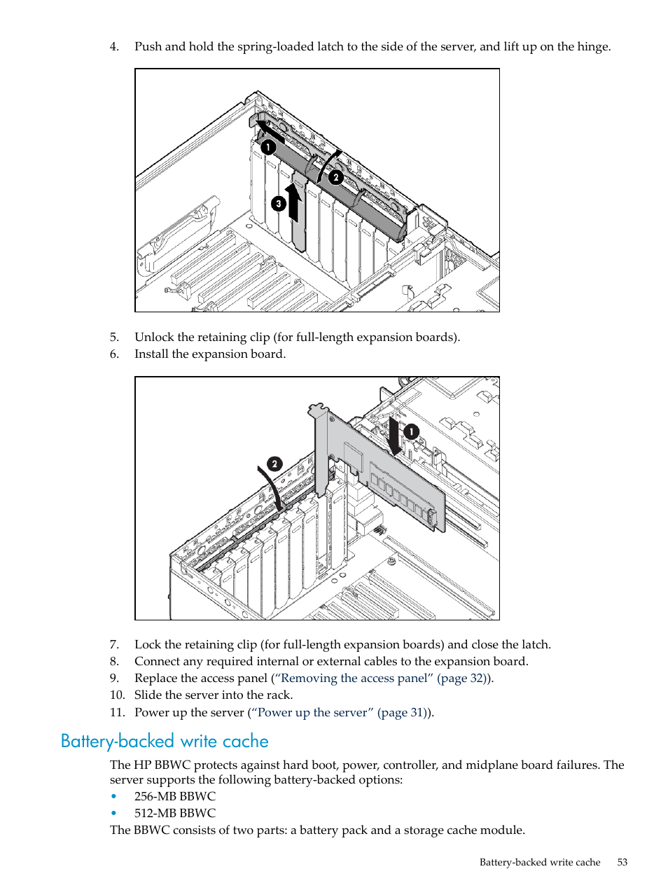 Battery-backed write cache | HP ProLiant DL785 G6 Server User Manual | Page 53 / 110