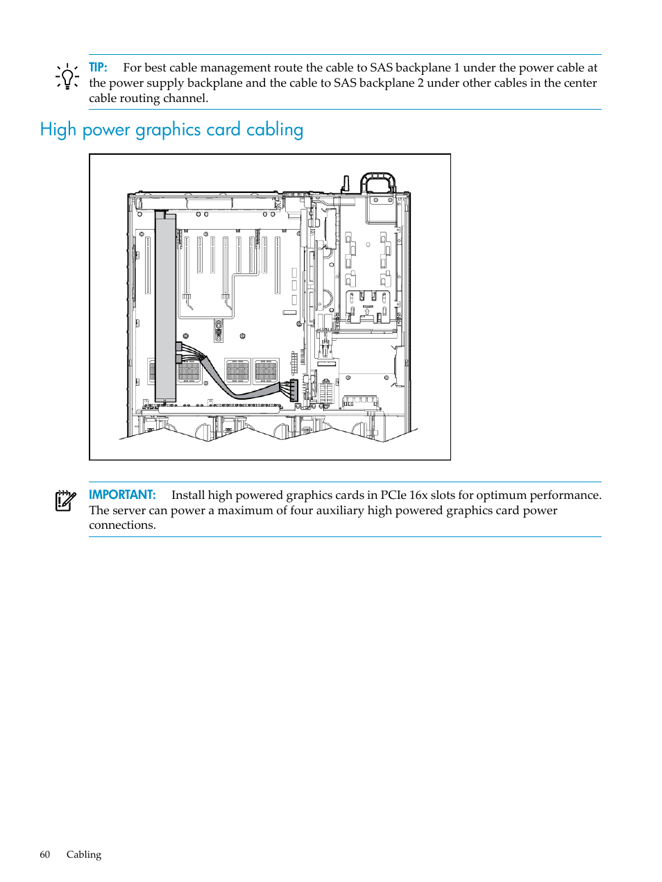 High power graphics card cabling | HP ProLiant DL785 G6 Server User Manual | Page 60 / 110
