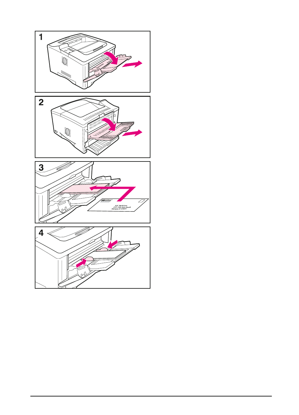 Loading envelopes in tray 1 | HP LaserJet 5100 Printer series User Manual | Page 49 / 189