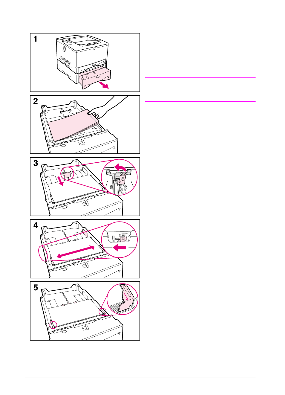 Loading custom-size paper in the 500-sheet tray | HP LaserJet 5100 Printer series User Manual | Page 56 / 189