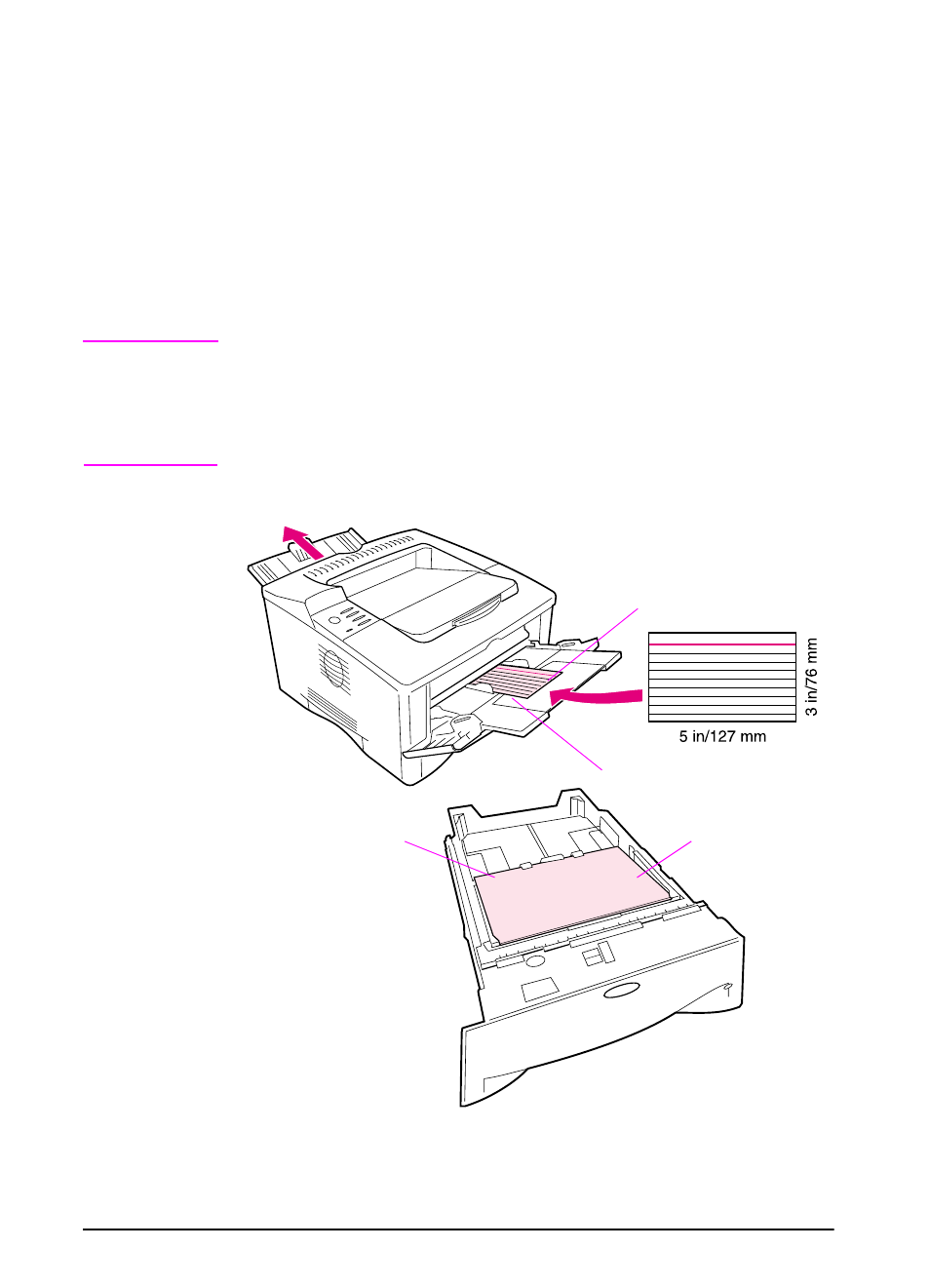 Guidelines for printing custom-size paper, Setting custom paper sizes | HP LaserJet 5100 Printer series User Manual | Page 58 / 189