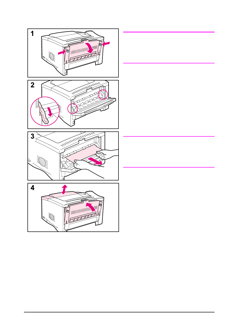 Clearing jams from the output areas | HP LaserJet 5100 Printer series User Manual | Page 87 / 189