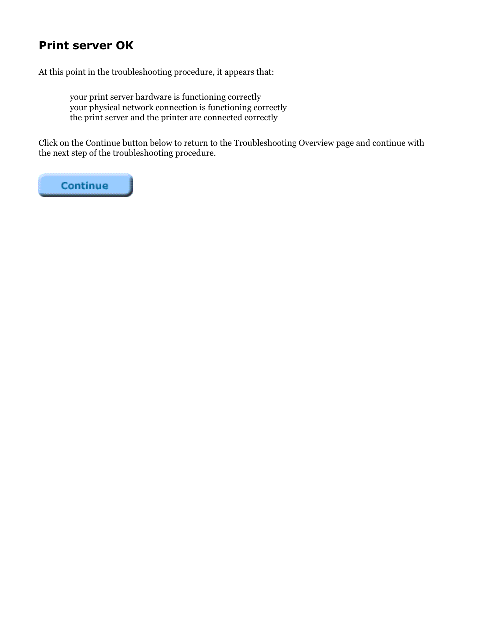 Hp jetdirect troubleshooting, Print server ok | HP Jetdirect 250m Print Server series User Manual | Page 107 / 181