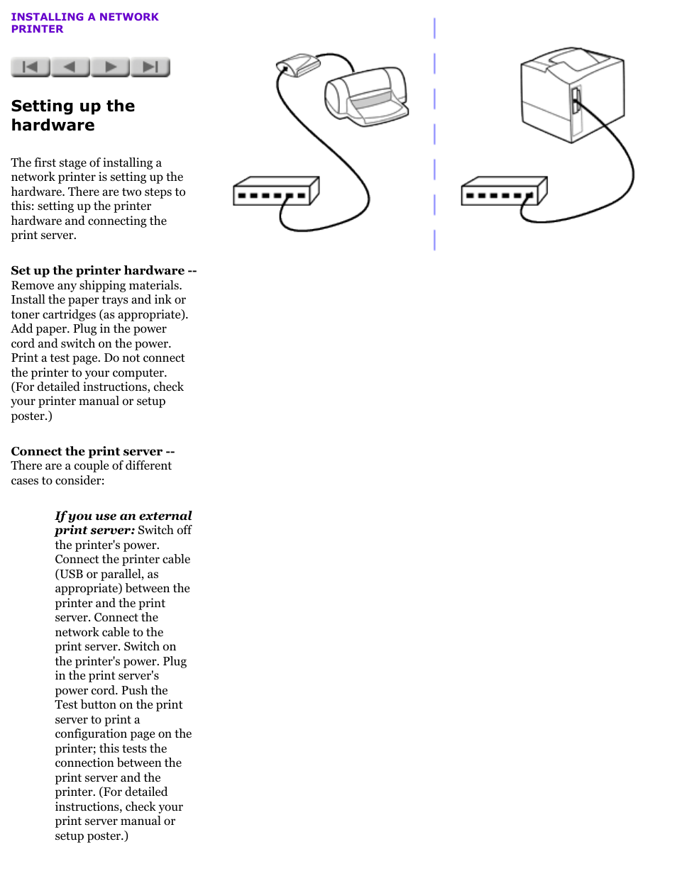 Network basics, Setting up the hardware | HP Jetdirect 250m Print Server series User Manual | Page 38 / 181