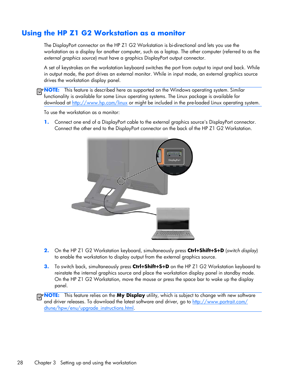 Using the hp z1 g2 workstation as a monitor | HP Z1 G2-Workstation User Manual | Page 36 / 68