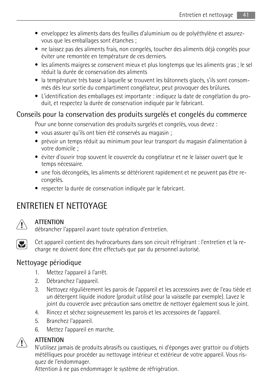Entretien et nettoyage, Nettoyage périodique | AEG A51100HSW0 User Manual | Page 41 / 84