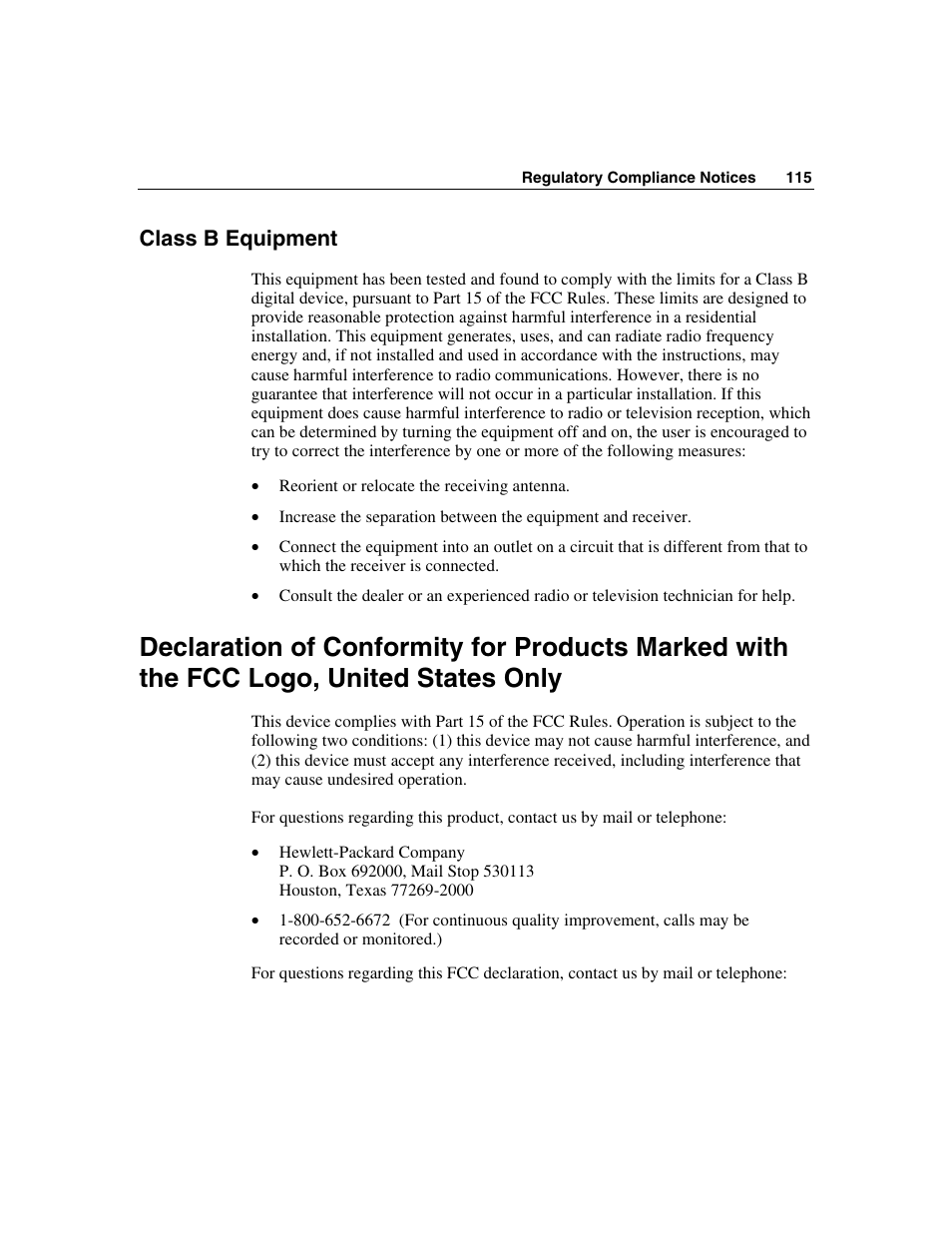 Class b equipment | HP ProLiant DL560 Server User Manual | Page 115 / 136