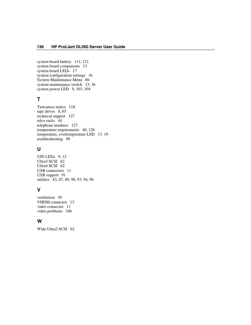 HP ProLiant DL560 Server User Manual | Page 136 / 136