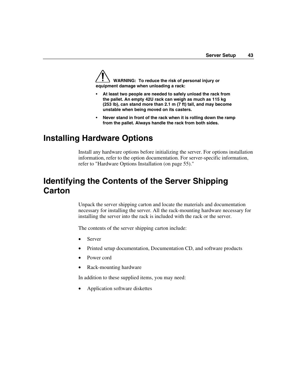Installing hardware options | HP ProLiant DL560 Server User Manual | Page 43 / 136